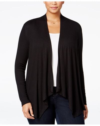 INC International Concepts Women's Faux Suede Open Front Cardigan Sweater Brown Size -3X