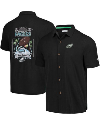 Tommy Bahama Philadelphia Eagles Tidal Kickoff Camp Button-up Shirt - Black
