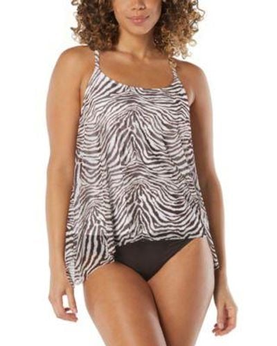 Coco Reef Current Mesh Underwire Bra Sized Tankini Top Impulse High Waist Bikini Bottoms - Brown