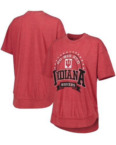 Pressbox Indiana Hoosiers Vintage-like Wash Poncho Captain T-shirt - Red