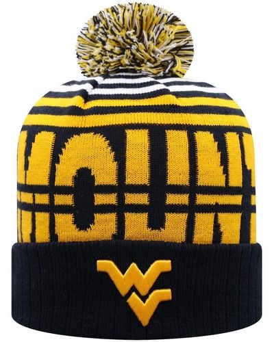 Top Of The World Navy And Gold West Virginia Mountaineers Colossal Cuffed Knit Hat - Yellow