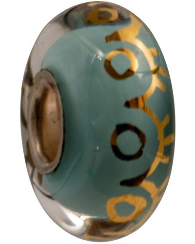 Fenton Glass Jewelry: Golden Eye Glass Charm - Green