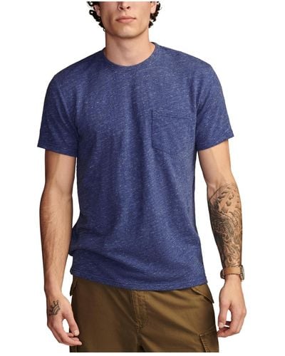 Lucky Brand Linen Short Sleeve Pocket Crew Neck T-shirt - Blue