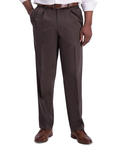 Haggar Iron Free Premium Khaki Classic-fit Pleated Pant - Brown