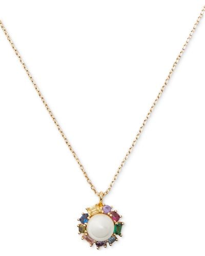 Kate Spade Candy Shop Imitation Pearl Halo Pendant Necklace - Metallic