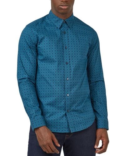Ben Sherman Regular-fit Abstract-print Shirt - Blue