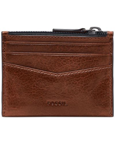 Fossil Andrew Zip Card Case - Brown