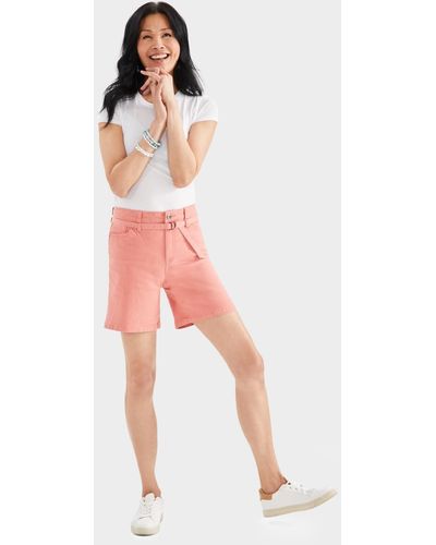 Style & Co. Belted High Rise Denim Short - Pink