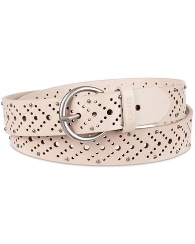 Levi's Studded Fully Adjustable Perforated Leather Belt - Pink