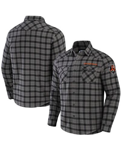 Fanatics Nfl X Darius Rucker Collection By Cincinnati Bengals Flannel Long Sleeve Button-up Shirt - Black