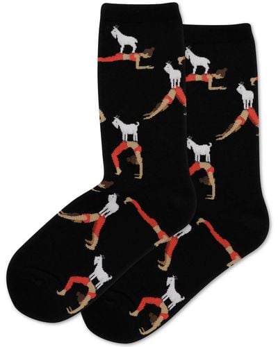 Hot Sox Goat Yoga Crew Socks - Black