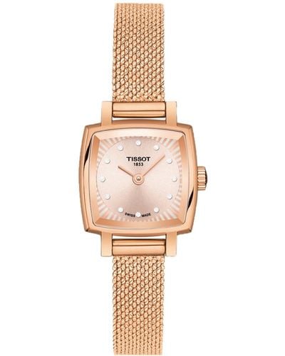Tissot Swiss T-lady Lovely Diamond Accent Mesh Bracelet Watch 20mm - Pink