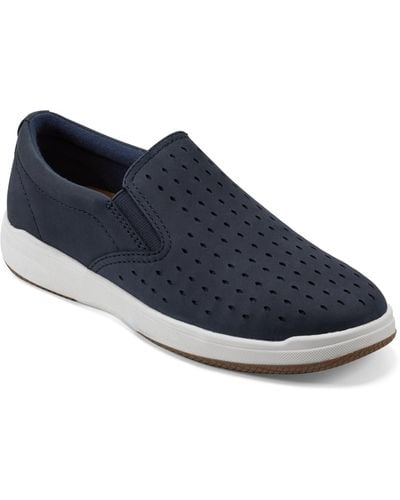 Earth Nel Laser Cut Round Toe Casual Slip-on Sneakers - Blue