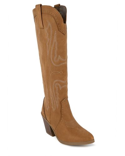 Sugar Kammy Wide Calf Tall Western Boots - Brown