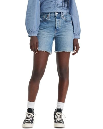 Levi's 501 Mid-thigh High Rise Straight Fit Denim Shorts - Blue