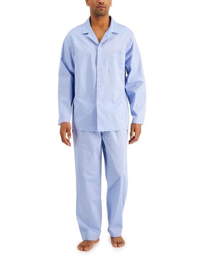 Club Room 2-pc. Solid Oxford Pajama Set - Blue