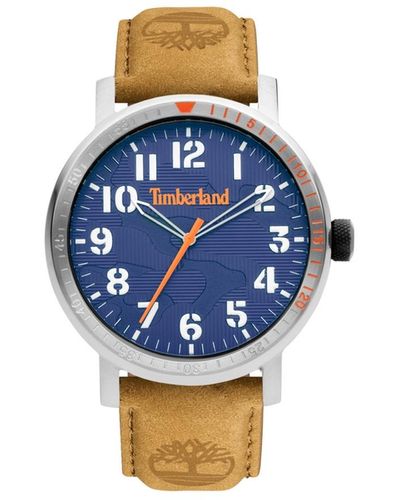 Timberland 3 Hands Genuine Leather Strap Watch 44mm - Multicolor