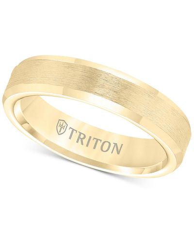 Triton Domed Comfort Fit Band In Yellow Tungsten Carbide - Metallic