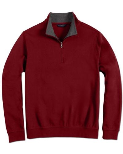 Scott Barber Pima Interlock Zip Mock Sweatshirt - Red