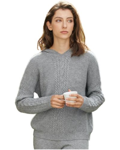 Bellemere New York Bellemere Single Cable Superfine Merino Sweater Pullover - Gray