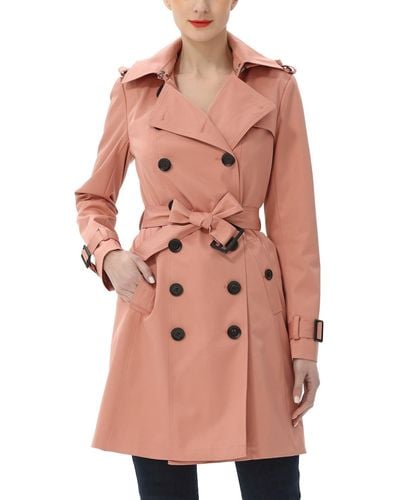 Kimi + Kai Adley Water Resistant Hooded Trench Coat - Pink