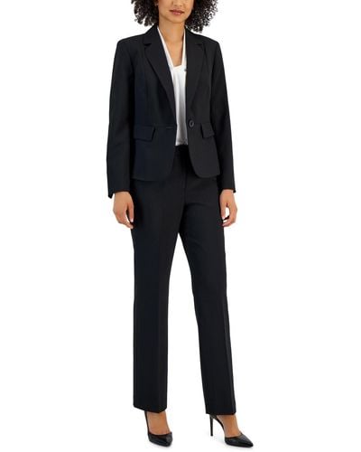 Le Suit Notch-collar Mid-rise Straight-leg Pantsuit - Black