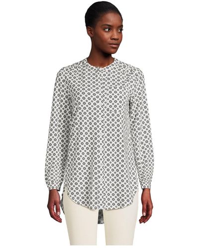 Lands' End Long Sleeve Jersey A-line Tunic - Gray