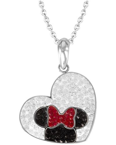 Disney Minnie Mouse Stainless Steel Crystal Heart Necklace - White
