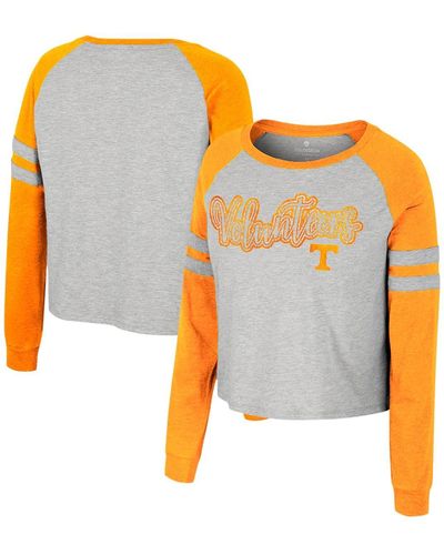 Colosseum Athletics Tennessee Volunteers I'm Gliding Here Raglan Long Sleeve Cropped T-shirt - Orange