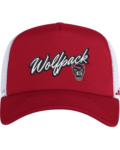 adidas Nc State Wolfpack Script Trucker Snapback Hat - Red