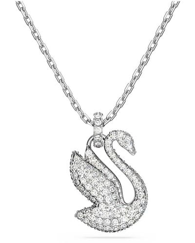 Swarovski Crystal Swan Small Iconic Swan Pendant Necklace - White