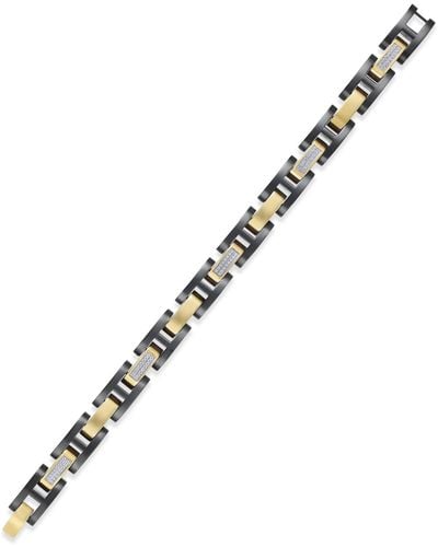 Macy's Men's Diamond Link Bracelet (3/8 Ct. T.w.) In Stainless Steel With Black And Gold Ion-plating - Metallic