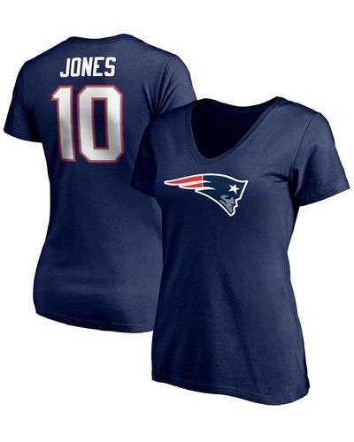 Fanatics Mac Jones New England Patriots Plus Size Player Name And Number V-neck T-shirt - Blue