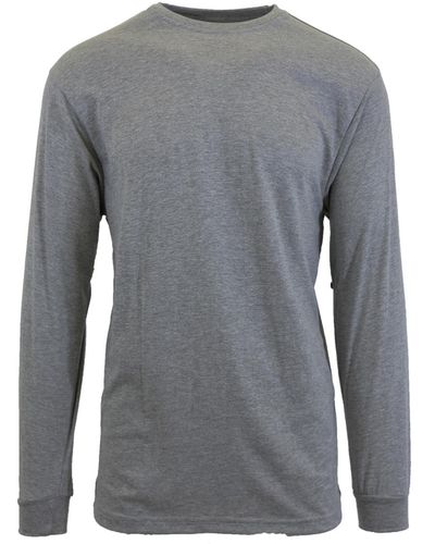 Galaxy By Harvic Egyptian Cotton-blend Long Sleeve Crew Neck Tee - Gray