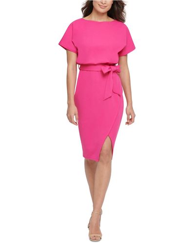 Kensie Blouson Wrap Dress - Pink