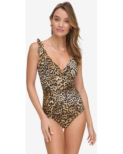 DKNY Ruffle Neck One-piece Swimsuit - Multicolor