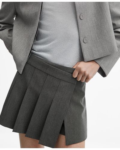 Mango Pleated Skirt Pants - Gray