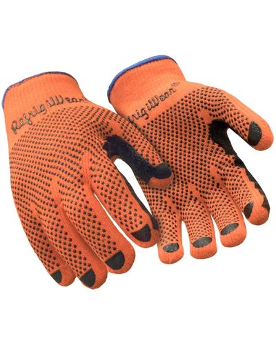 Refrigiwear Midweight Double Sided Pvc Dot Grip Knit Work Gloves (pack Of 12 Pairs) - Orange