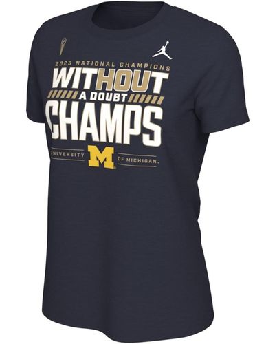 Nike Michigan Wolverines College Football Playoff 2023 National Champions Locker Room T-shirt - Blue