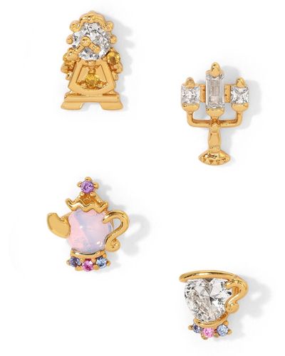 Girls Crew Crystal Multi-color Disney Princess Be Our Guest Stud Earring Set - Metallic