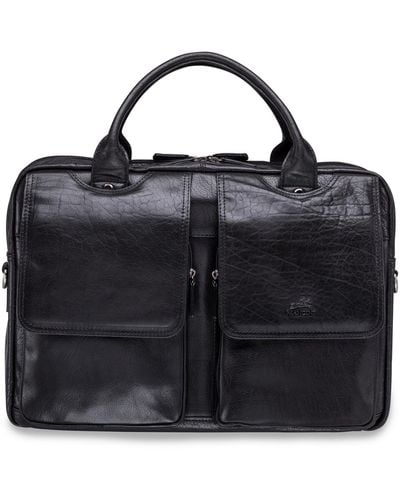 Mancini Arizona Collection Double Compartment 15.6" Laptop / Tablet Briefcase - Black