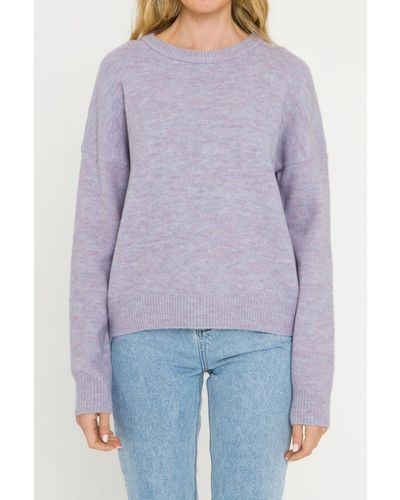 Free the Roses Round Neck Sweater - Purple