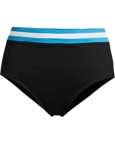 Lands' End Plus Size Pocket High Waisted Bikini Swim Bottoms - Black