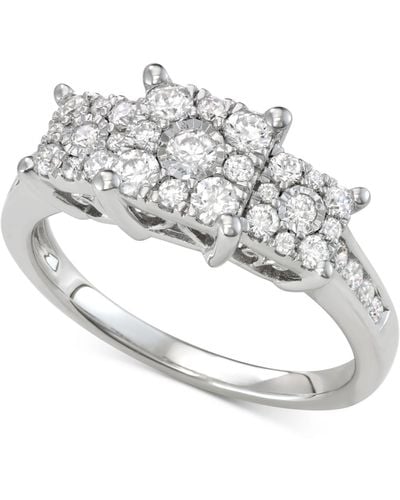Macy's Diamond Princess Triple Halo Engagement Ring (3/4 Ct. T.w. - Metallic