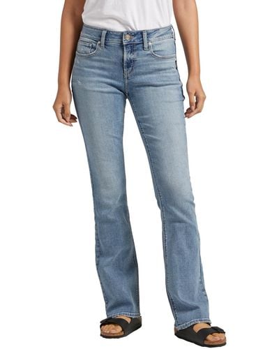 Silver Jeans Co. Elyse Mid Rise Slim Bootcut Jeans - Blue