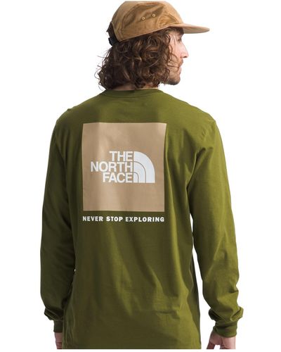 The North Face Box Nse Standard-fit Logo Graphic Long-sleeve T-shirt - Green