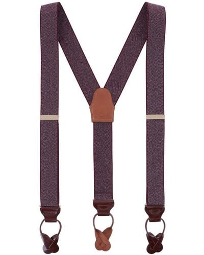 Trafalgar Silas Classic Herringbone Elastic Button End Suspenders - Purple