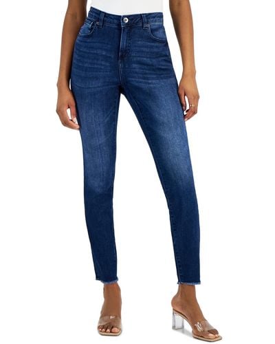 INC International Concepts Curvy Frayed-hem Skinny Jeans - Blue
