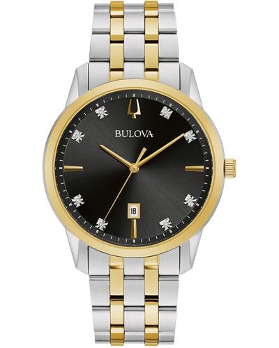 Bulova Sutton Diamond-accent Two-tone Stainless Steel Bracelet Watch 40mm - Metallic
