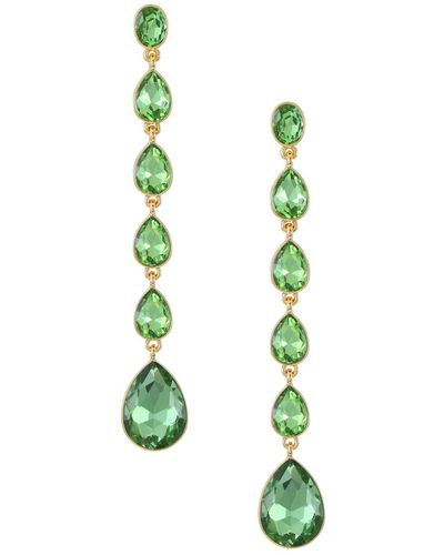 Ettika 18k Gold Plated Zinc Teardrop Linear Earrings - Green